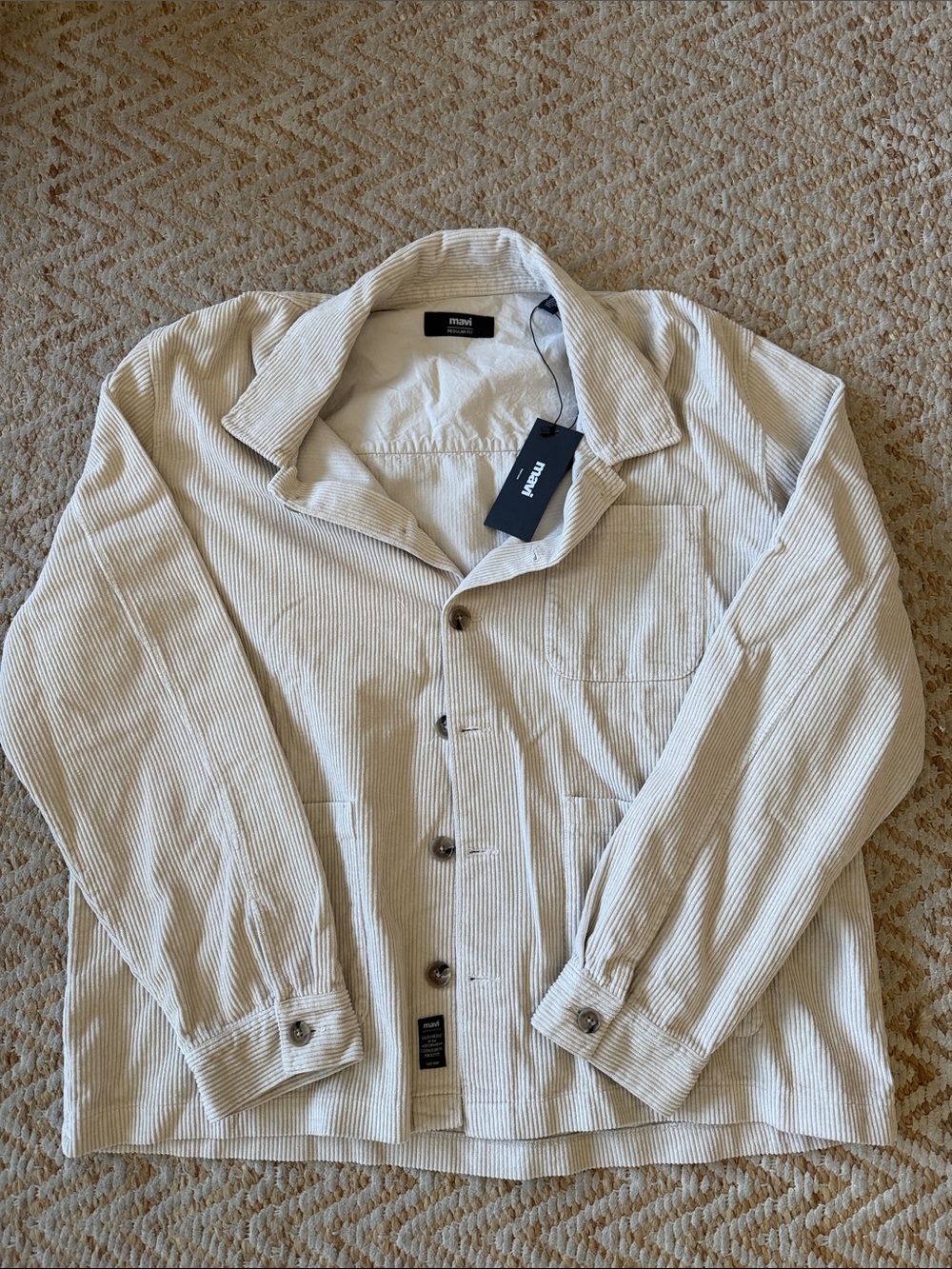 Mavi Men's Cream Corduroy Shirt Jacket